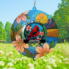 Personalized Wind Spinner Cardinal Couple Custom Memorial Year Name Flower Metal Sublimation Ornament Twirler Laser 3D Art Patio Porch Lawn Outdoor Garden Yard Decor by Handmadetneonsign