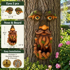 Mood Lab Tree Face Decor with Acorns - Old Man Tree Face Garden Hugger Decoration - Outdoor Tree Decoration - Image 2