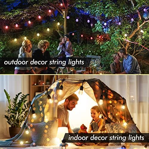 24FT Solar Outdoor String Lights, 12 Shatterproof Edison LED Bulbs, Dimmable RGB Color Changing Patio Lights Waterproof with Remote. for Patio Decor, Garden, Yard, Party, Bistro - Image 5