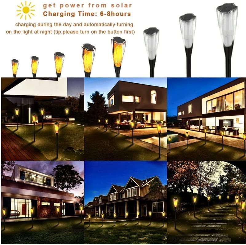 12 Led Solar Torch Light 360° Luminous Range Outdoor Lawn Lamp Flickering Flame Beating Effect Waterproof for Daily Use Festivel/Party Decor (12 Led Pack of 1) - Image 5