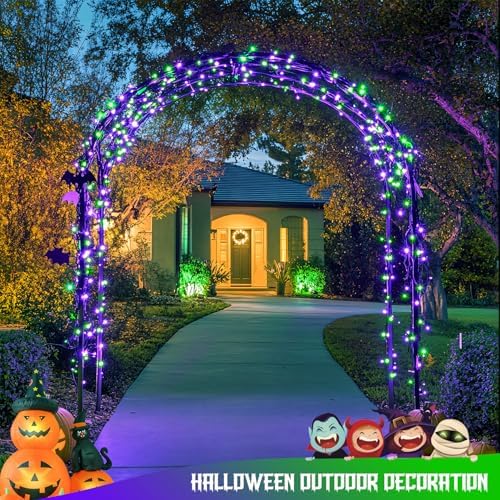 JMEXSUSS 2 Pack Solar Halloween Lights, Tot. 400LED 151FT, Purple and Green - Image 6