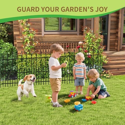 Decorative Garden Fence Outdoor - 40in(H) x 14.5Ft(L) Heavy Duty Metal Garden Decor Fencing Border Animal Barrier No Dig Rustproof for Rabbit Dog Yard & Patio Flower Bed (6 Panels + 7 Stakes) - Image 7