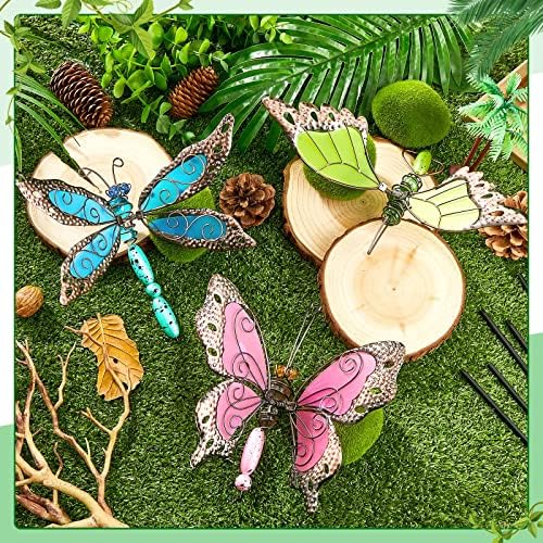 6 Pcs Metal Butterfly Garden Stakes Decor 34 Inch Dragonfly Hummingbird Butterfly Stakes Dragonfly Garden Decor Glow in The Dark Decorative for Indoor Outdoor Yard Lawn Pathway Patio - Image 7