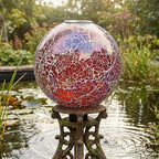 Sunnydaze Solar Gazing Ball for Garden, Pearl Pink - Image 6