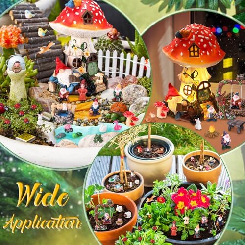 100 Sets Mushroom House Fairy Gnomes Miniatures Figures Garden Accessories - Image 2