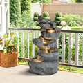 5 Tiers Cascading Rock Outdoor Water Fountain with Bird Decor by MAIBH-MAIntainBrilliantHouse
