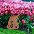 Animal Floral Metal Garden Stake | Raw Metal Patinas Over Time | Yard Art Decor Spring Summer Decorations Flower Bed Plant Stakes Marker (Bear) - Image 7