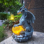 Dragon Solar Garden Statues Outdoor Decoration with Magic Orb,Dragon Figurine Solar LED Lights Lawn Décor,Outside Statue Ornament for Patio, Balcony, Yard,Unique Gifts for Mom Grandma by Yardancer