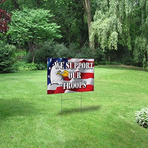 Weatherproof Yard Sign Military We Support Our Troops Background Lawn Garden 18x12 Inches 2 Sides Print Design Only - Image 3