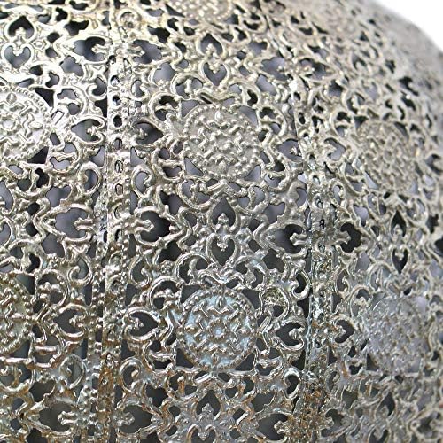 Westcharm Extra Large 27”H Antique Silver Oriental Moroccan Ramadan Lantern Metal Hanging Pendant Light Candle Lantern Lamp Indoor Outdoor Decorative Décor - 42" H with Chain - Image 5