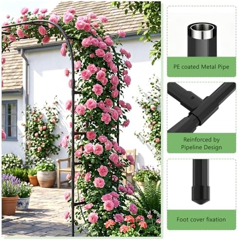 DoCred 87" H x 79" L Garden Arch Trellis, Metal Trellis for Climbing Plants - Image 3