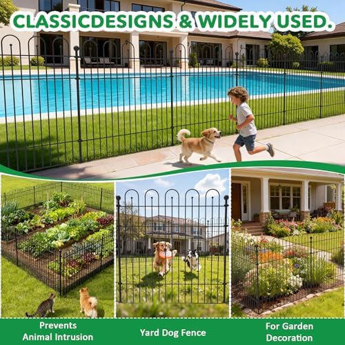 Garden Fence Animal Barrier with Gate, 10 Panels No Dig Dog Fence Outdoor - Image 6