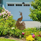 Peacock Garden Stake - 15.76" Tall Metal Yard Art with Intricate Feather Design, Rusted Outdoor Sculpture for Lawn & Fence Decor - Housewarming & Birthday Gift for Women, Mom & Grandma - Image 7