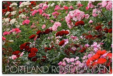 Lantern Press 10x15 Inch Wood Sign, Ready to Hang Wall Decor, Portland, Oregon, Rose Garden Roses by LanternPress
