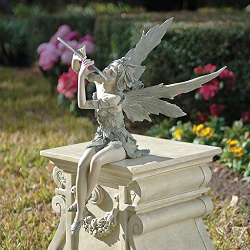 Design Toscano Fairy of the West Wind Shelf Sitting Garden Statue, 19 Inch Tall, Cast Stone Resin, Two Tone Stone Finish - Image 5