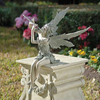 Design Toscano Fairy of the West Wind Shelf Sitting Garden Statue, 19 Inch Tall, Cast Stone Resin, Two Tone Stone Finish - Image 5