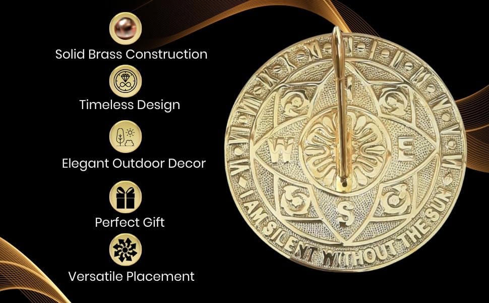 Solid Brass Garden Sundial Clock with Polished Finish & Velvet Storage Case | Decorative Outdoor Sundial for Garden, Patio & Yard | Vintage Nautical Home Décor Gift - Image 6