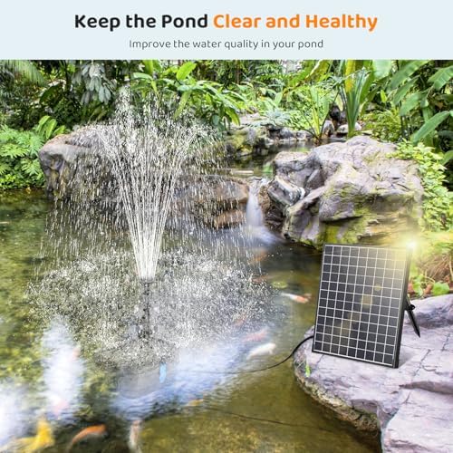 Antfraer 25W Solar Pond Pump with Filter Box, Outdoor Solar Pond Filter Fountain Kit for Garden Pond Waterfall, Includes Adjustable Nozzles, Tubing & Filtration Media - Image 2