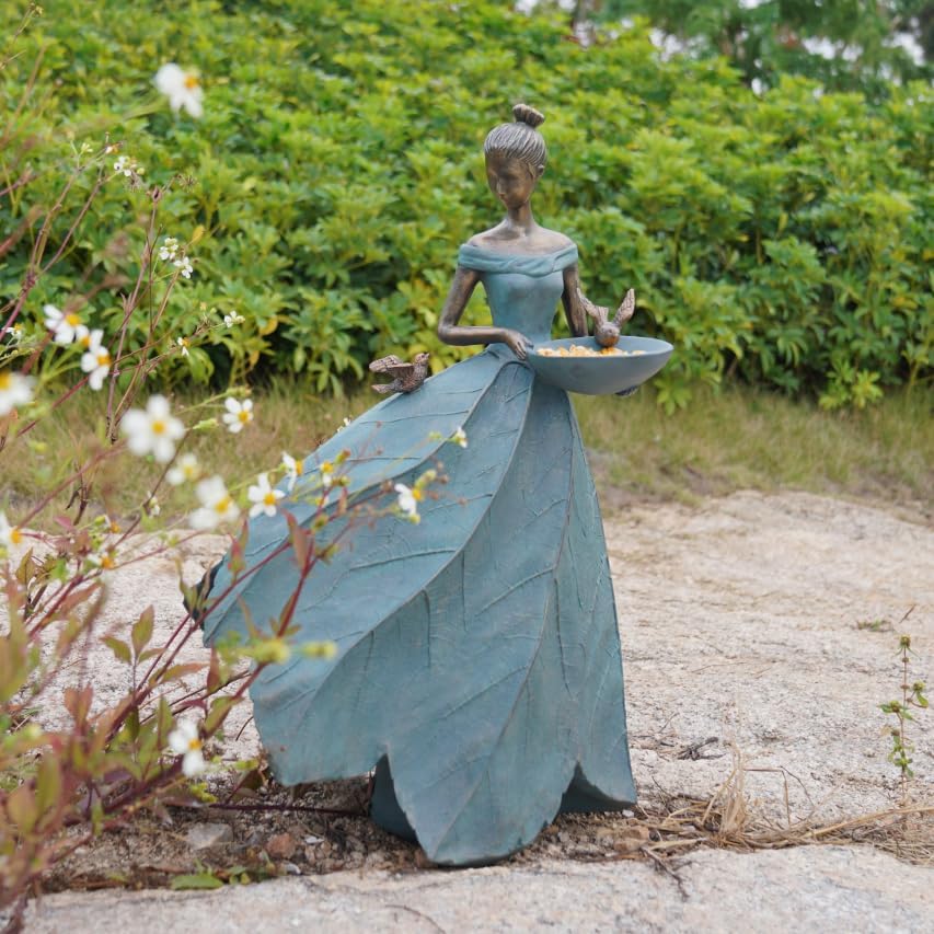 DiliComing Large Garden Fairy Statue Bird Feeder & Bird Bath - 23-Inch Resin Outdoor Yard Decor Angel Statue, Decorative Girl Sculpture for Garden, Lawn, Patio - Image 5