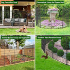 5 Panel No Dig Decorative Garden Fence with Gate 48" H x 11.4'L for Dogs - Image 6