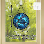 Stained Glass Window Hanging - Blue Rose and Vintage Frame Sun Catchers Indoor Stained Glass Panels Wall Decor for Mom, Wife, Lovers, Festive, 11.8in - Image 4
