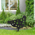 Polka Dot Chicken Metal Garden Stake Decorative, Whimsical Hen Silhouette Statues for Yard Art, Outside, Patio, Outdoor Decor, Garden Decorations, Lawn Ornaments - 12" Black - Image 4