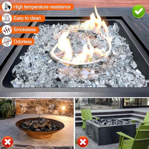 GasSaf 1/2 Inch Crystal Ice Fire Glass Reflective Tempered Fireglass, 10lb - Image 4