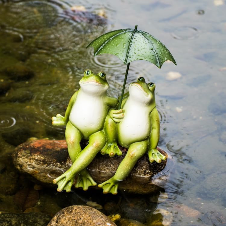 Couple Frogs Garden Outdoor Statue - Frogs Decor Garden Statue 8.5" x 11" x 6.5" - Image 2