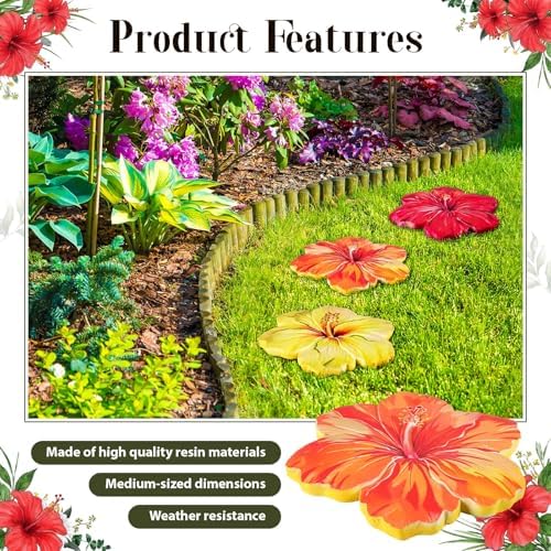 Cinnvoice 3 Pack Hibiscus Stepping Stones Outdoor for Garden, 10 Inches - Image 4