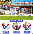 70 in Large Wind Spinners Outdoor, Solar Wind Sculpture, Violet Blue - Image 2