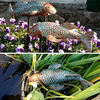 Set of 2 Antique Koi Fish Statue, Outdoor Garden Sculpture for Patio, Backyard, Pond, and Home Decor - Image 5