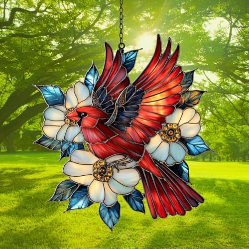 Flying Red Cardinal Acrylic Suncatcher - Image 3