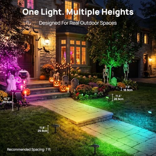 Consciot Smart Solar Spot Lights Outdoor, RGBTW Color Changing Halloween Solar Spotlight Outdoor, APP Control IP65 Landscape Lighting for Garden, Yard, Pathway, WS002C, 6 Pack - Image 6