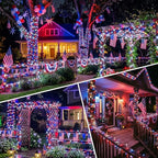 KAQ 2pack 500LED Solar String Lights Outdoor Waterproof Red White Blue - Image 6