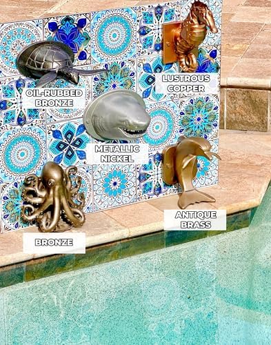 Sea Turtle Pool Scupper Spillway: Hand-Finished Metallic Water Feature (Metallic Nickel) - Image 4