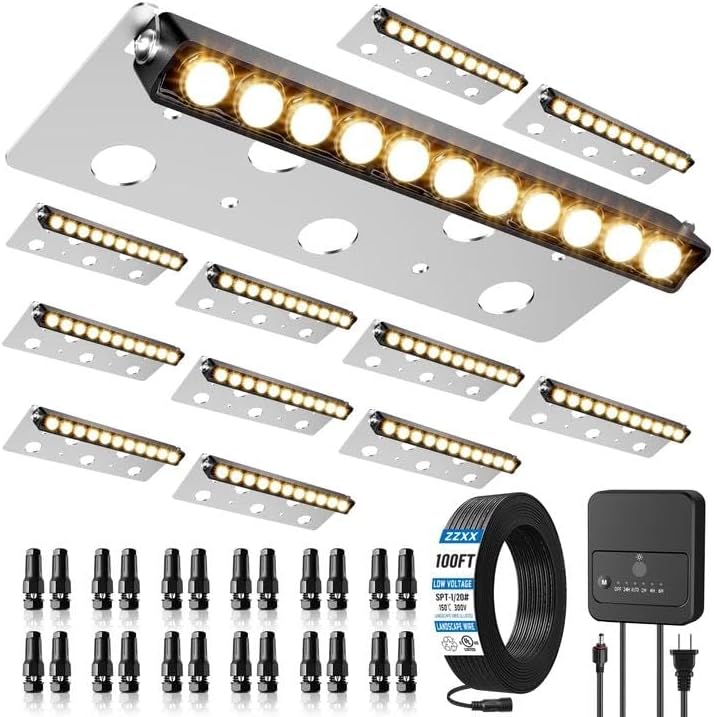 ZZXX Low Voltage Retaining Wall Lights Kit, 3W 2700K Step Lights, 12 Pack by ZZXX