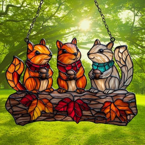 Autumn Squirrel Acrylic Suncatcher - Image 3