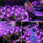 VOOKRY Solar Flowers Outdoor Waterproof, 2 Pack Purple Garden Lights with Swaying Firefly Lights, Flower Light Garden Decor for Yard Patio Pathway Lawn Grave, Gardening Gifts for Women Birthday - Image 5