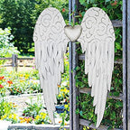 Aecipl Metal Angel Wings Plaques with Heart - Decorative Angel Wing Sculptures Hanging Wall Art Antique Decor for Home Bedroom (White-L) - Image 5