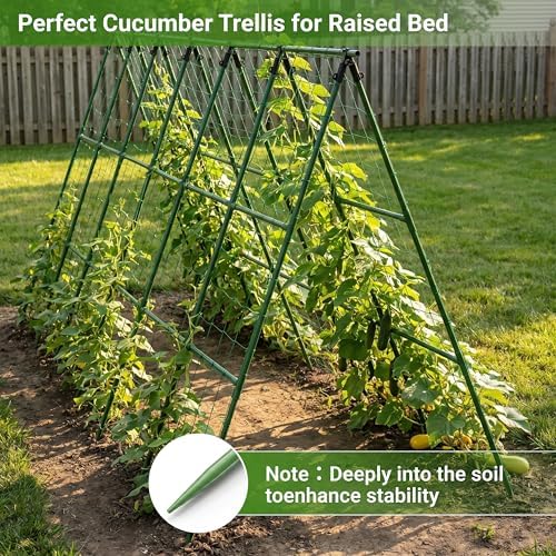 Cucumber Trellis for Raised Bed, A-Shape Arch Metal Garden Trellis for Climbing Plants, Heavy Duty Plant Trellis Outdoor, Easy Assembly Rustproof Trellis for Vines - Image 4