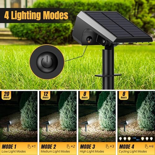 Solar Spot Lights Outdoor Waterproof, 4 Pack, 118 LED Cool White - Image 3