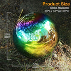 Suzile 2 Pieces Gazing Ball Hollow Gazing Mirror Ball Stainless Steel Garden Globe Gazing Globe Mirrored Surface Polished Ornament Sphere for Garden Outdoor Pool Yard Pond Lawn Home (Rainbow,10 Inch) - Image 2