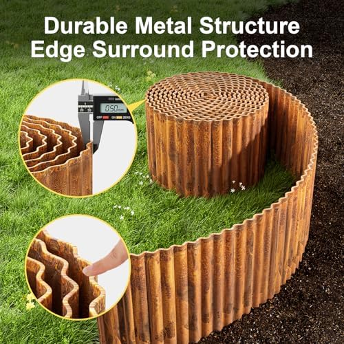 Land Guard Corrugated Garden Edging Border, 6"×25' Landscape Paver Edging, Tall Landscape Edging, Fence for Garden, Flower Bed, Lawn and Landscape Edging (Rusty) - Image 3