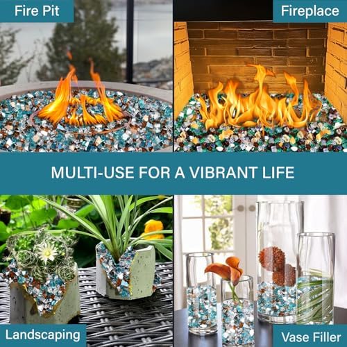 NUPICK 20 Pound Fire Glass, 1/4 Inch Reflective Fire Pit Glass - Image 7