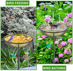 38.6in Bird Baths for Outdoors, Detachable Birdbaths for The Garden Clearance, Freestanding Bird Baths for Outdoors, Bird Bath Bowl Spa & Birdfeeder with Metal Stake Stand (Retro Gold) - Image 4