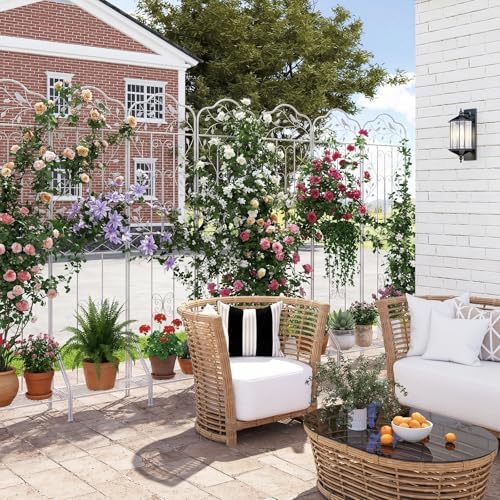 Giantex Metal Garden Trellis for Climbing Plants Set 2, 75" x 20" Outdoor Rose Trellis w/Foldable Bottom, Freestanding Plant Support for Vines, Flowers, Vegetables & Fruits, Patio Lawn Garden, White - Image 7