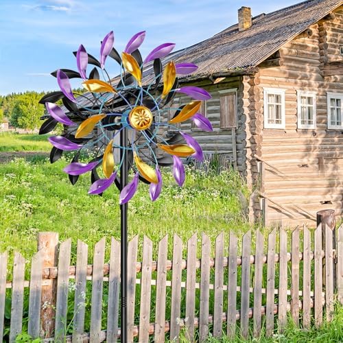 Wind Spinners Outdoor for Yard and Garden, 360 Degrees Metal Wind Sculptures & Spinners, Windmill for Outside Patio Lawn Decor Gifts for Family Friends - Image 7
