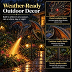 2027 New Solar Dragon Fire Garden Light, Dragon Garden Statue Stake with Breathing Fiber Optic Flame, Weatherproof Solar Outdoor Decor for Lawn, Pathway, Flower Bed & Patio (3PCS) - Image 5
