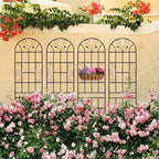 6 Pack Metal Garden Trellis 86.7" Tall Outdoor Climbing Plant Support for Roses, Flowers, Rustproof Durable Black Galvanized Tube, Lawn Garden Fence Decor Screen, 86.7" H - Image 2