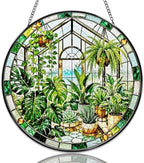 Stained Glass Window Hanging Greenhouse Plants Sun Catchers Botanical Jungle Leaf Garden Suncatchers Decorative for Home Garden Outdoor & Indoor Colorful Gift 9.8 Inch by Unknown